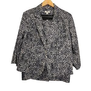 Cato Skirt 16/Jacket  18-20 Leopard Print  Black/White Shoulder Pads